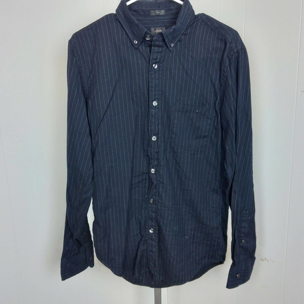 Jcrew Black Label Sz Medium Slim Blue Pinstripe Long Sleeve Button Up Down shirt